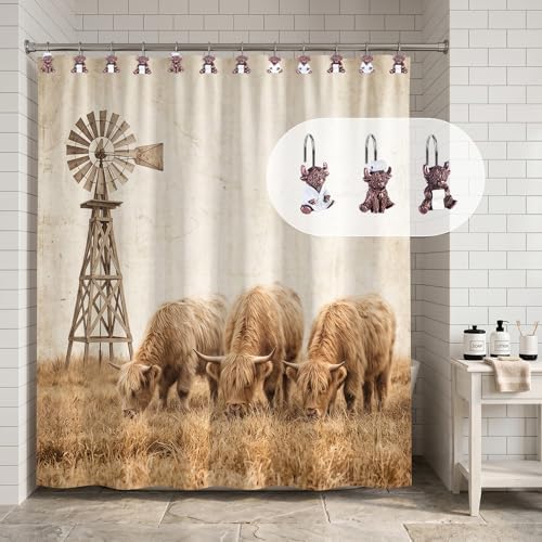 Highland Cow Shower Curtain Hooks Set of 12 - Image 2