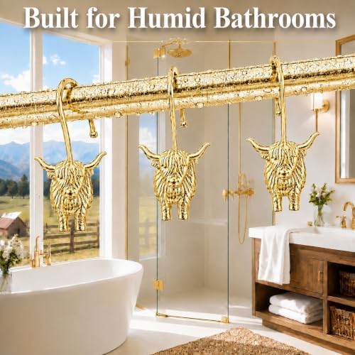 Highland Cow Shower Curtain Hooks, Rust-Resistant Zinc Alloy Metal Hooks - Image 6