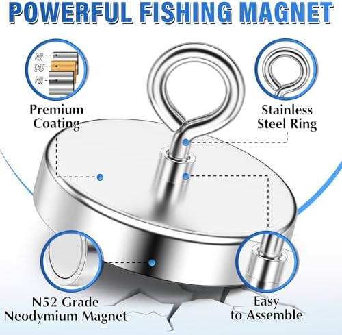1600 LBS Heavy Duty Fishing Magnet, 4.72 Inch Neodymium Magnet - Image 6