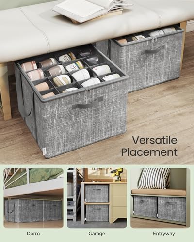 SONGMICS Shoe Organizer for Closet, 2 Pack Fabric Bins, Fits up to 32 Pairs - Image 5
