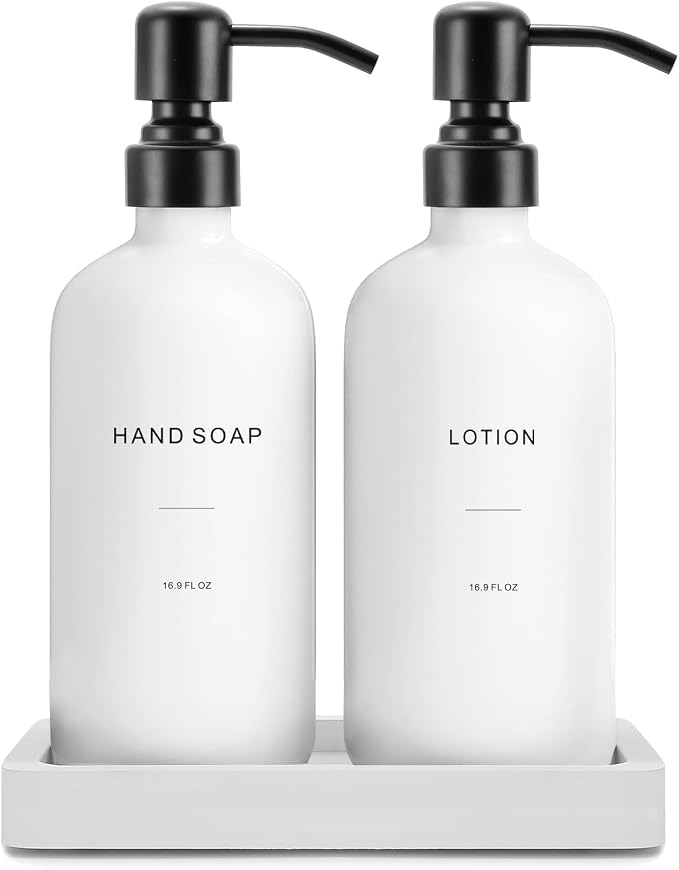 Prus Waso White Soap Dispenser Set | Contains Hand and Lotion Dispenser by PrusWaso