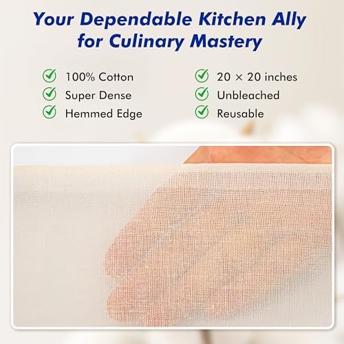 10 PCS Reusable Cheesecloth, Grade 100, 20x20 Inch Hemmed Cheese Cloth - Image 2