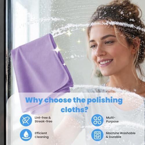 Puomue 12 Pack Microfiber Glass Cleaning Cloth, 10.8 Inch x 13.8 Inch, Lint - Image 3