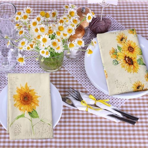 Bencailor 6 Pcs Sunflower Kitchen Towels Decorative Sets Dish Towels Absorbent - Image 4