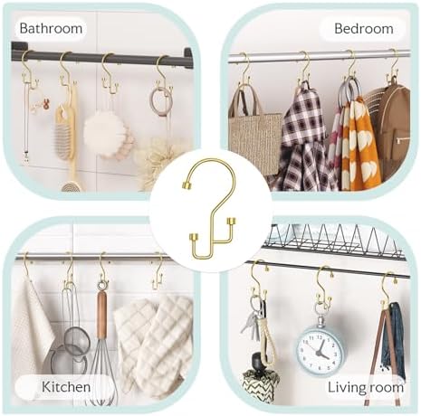 Bathway 12-Pack Double Shower Curtain Hooks, Rust-Resistant Metal Shower - Image 6