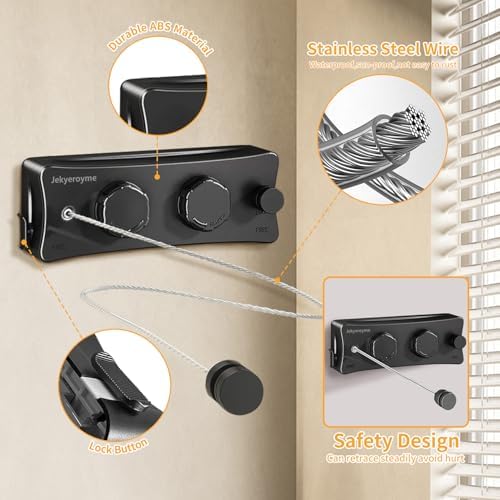Retractable Clothesline, 16.7 Ft Stainless Wire Double Clothes Line - Image 5