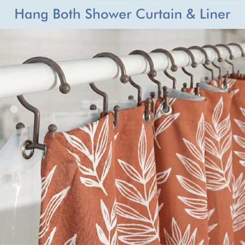 Bathway Brown Shower Curtain Hooks, 12 Plastic Double Shower Curtain Rings - Image 3
