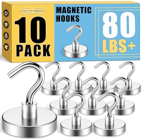 Magnetic Hooks, 80LBS Heavy Duty Magnetic Hooks by VNDUEEY