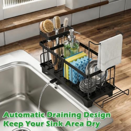 Sponge Holder for Kitchen Sink, Self-Draining Sink Caddy - Image 3