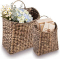 84ECO Set of 2 Black Wicker Hanging Baskets by 84ECO