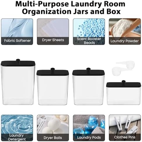 COAZEX 4 Pack Clear Laundry Pods Container & Dryer Sheet Holder - Image 5