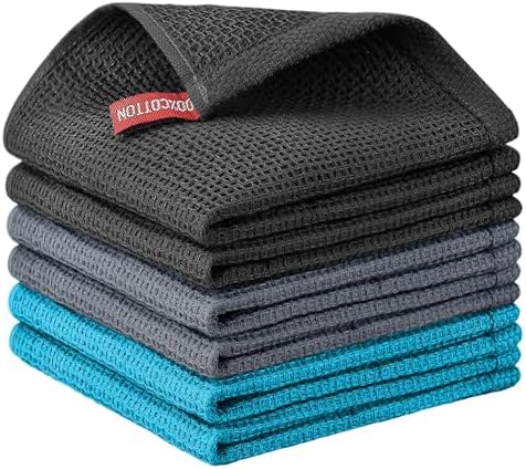 Nialnant 6 Pack Kitchen Towels, 100% Cotton, 12x12 Inches by Nialnant