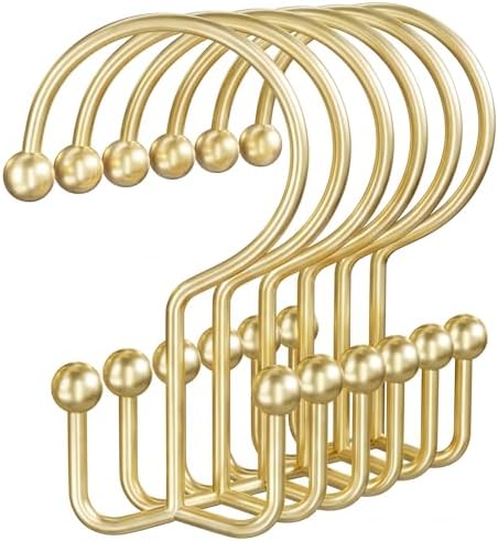 OEH Shower Curtain Hooks, Metal Shower Curtain Rings, Double Shower Rings by OEH
