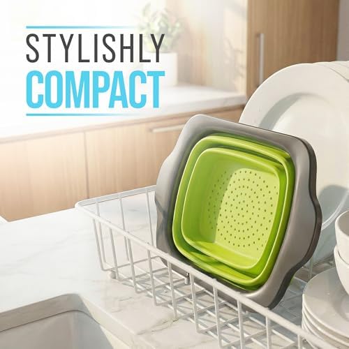 Comfify Green XL Collapsible Silicone Over Sink Colander – 6 Quart - Image 2