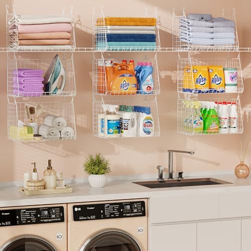 3-Pack Large Hanging Laundry Basket: Wire shelves - Image 5
