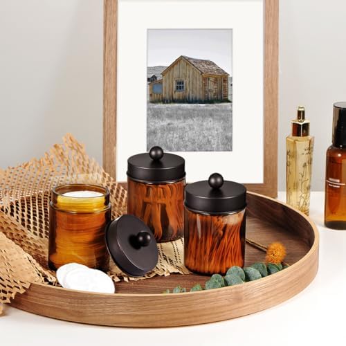 Amber Glass Qtip Holder, Apothecary Jars - Image 4