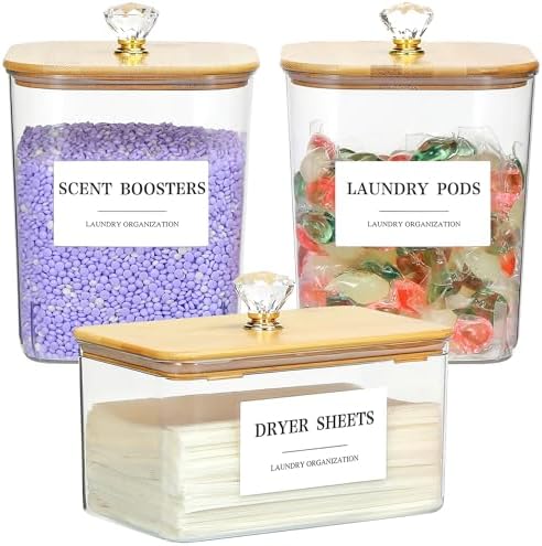 3 Pack Large Laundry Powder Container and Dryer Sheet Holder by Dounozzi