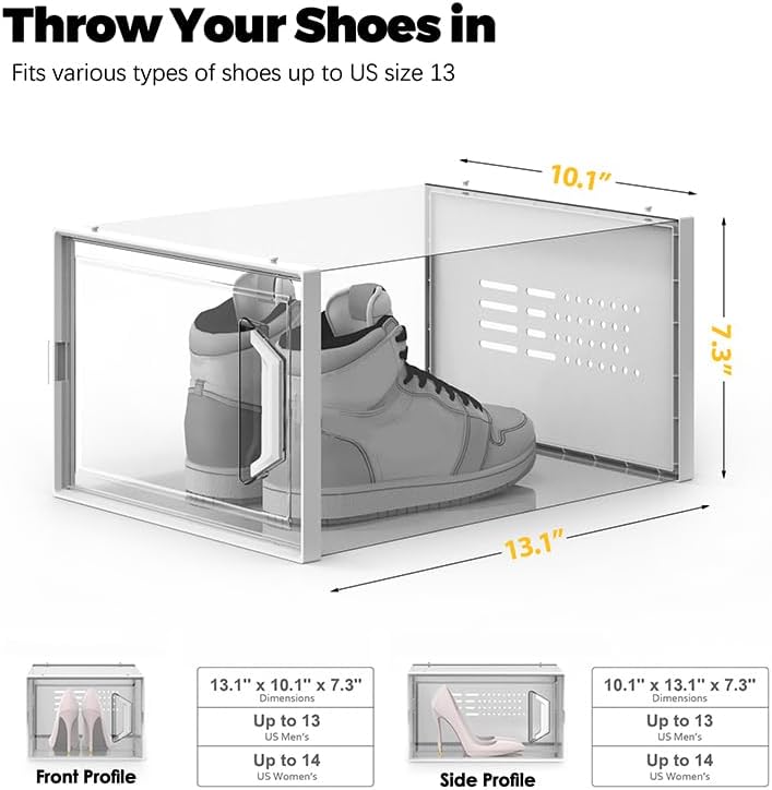 SEE SPRING XX-Large Shoe Storage Box Fit Size 14, Space Saving Sneaker Shoe - Image 5