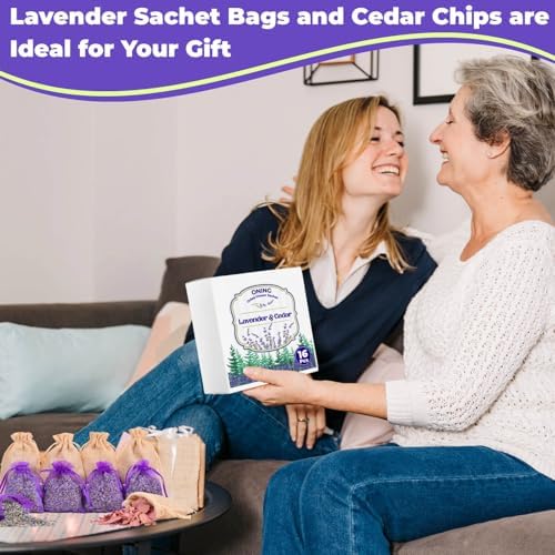 16 Pack Lavender Sachet Bags & Cedar Chips Set Real Dried Lavenders Flowers - Image 6