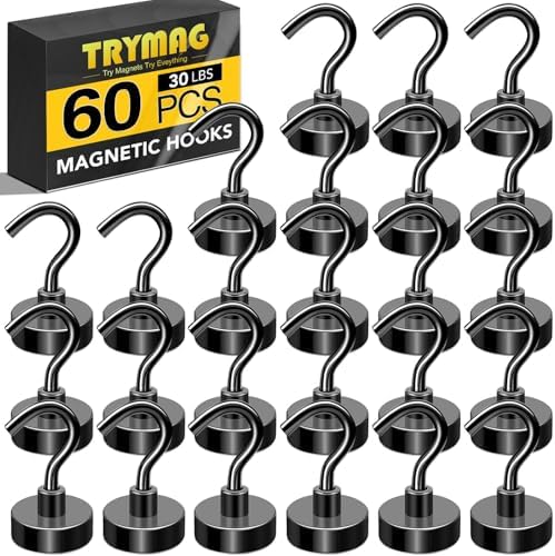 TRYMAG Magnetic Hooks for Cruise Cabins, 60 Pack by TRYMAGMagnets