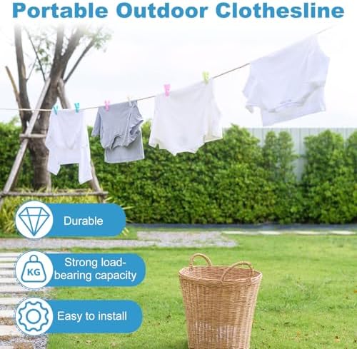 uxcell 2 Pcs Portable Travel Clothesline, 26.2ft Clothes Line Outdoors Travel - Image 6