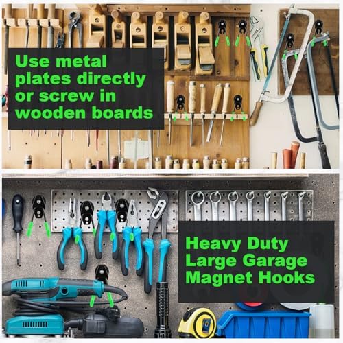 Landhoow 14 Pcs Large Magnetic Hooks Heavy Duty Garage Magnet Hooks Strong - Image 5