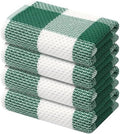 Mordimy Cotton Waffle Kitchen Towels, 4 Pack, Dark Green & White by Mordimy