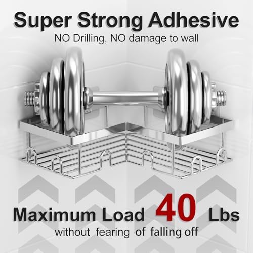 Liuoud Corner Shower Caddy 5 Pack Adhesive Stainless Steel Organizer Silver - Image 4