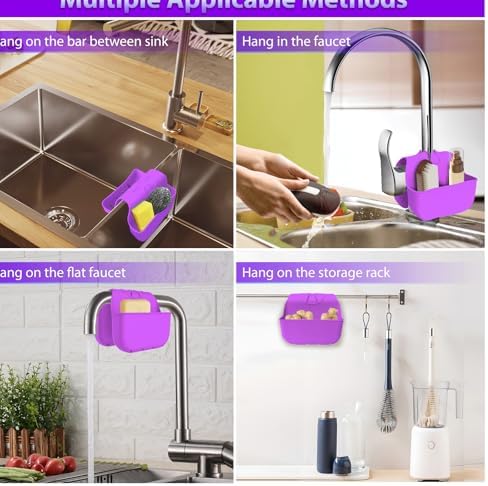 Sponge Holder for Kitchen Sink, Silicone Sink Saddle Caddy Organizer Rack - Image 5