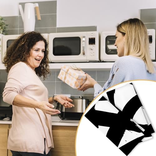 Abstract Black and White Kitchen Towels Set of 2, Modern Black and White Dish - Image 5