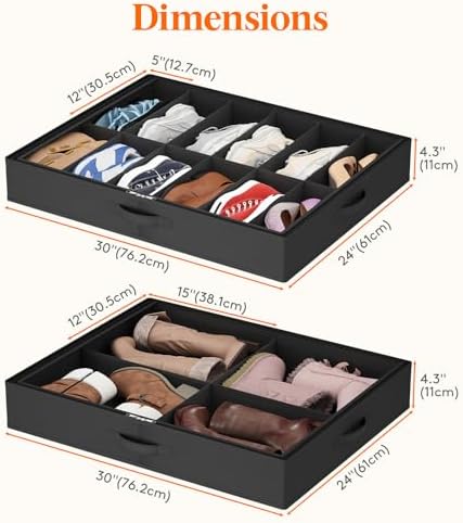 Lifewit Under Bed Shoe Storage Organizer 2 Pack, 4.3 Inches Profile Fabric - Image 5