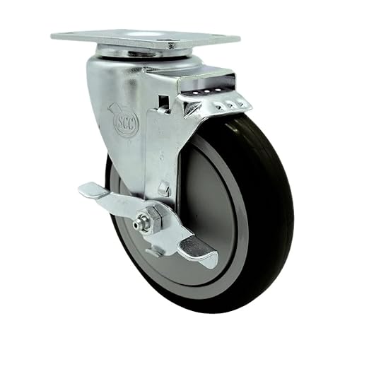 Service Caster Brand Replacement Caster for Uline Caster H-5540SWB - Swivel Top Plate Caster with 5 Inch Black Polyurethane Wheel and Top Lock Brake - Fits Carts, Dollies and Poly Box Trucks H-3840
