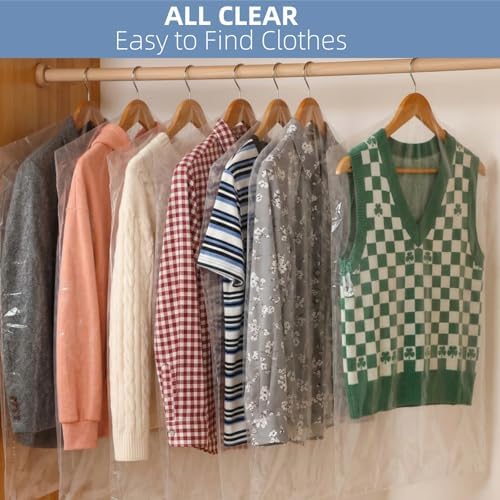 AVLA 50 Pack Plastic Garment Bags, Transparent Hung Clothes Dust Cover - Image 6