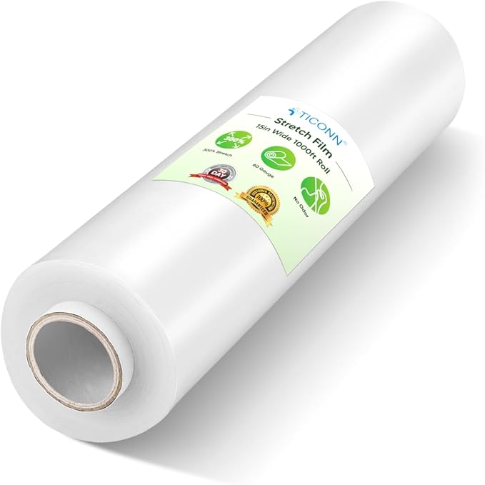 TICONN Stretch Wrap Roll, 15 in x 1000 ft Plastic Wrap by TICONN