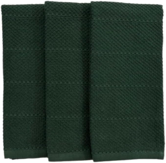 Dark Green Kitchen Hand Dish Towels, 100% Cotton - Image 7
