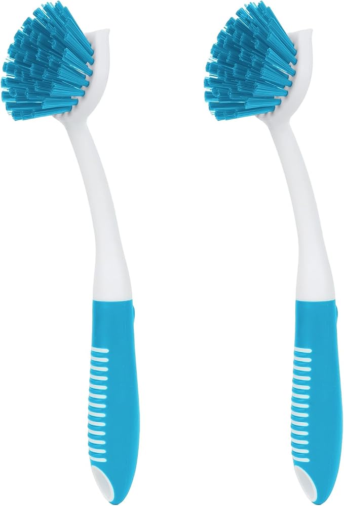 Dish Brush with Handle, 2 Pack Scrub Brushes by HileSwan