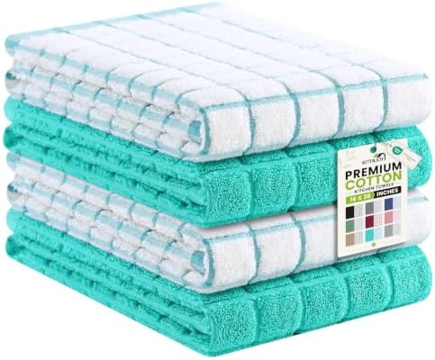Kitinjoy Premium Kitchen Towels, Large 100% Cotton Terry 390 GSM Kitchen Hand by Kitinjoy