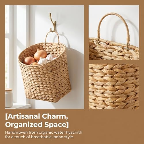 Wicker Hanging Basket, Farmhouse Rustic Storage Baskets - Image 6