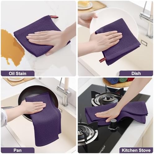 Homaxy 10 Pack 100% Cotton Kitchen Towels and Dishcloths Set - Image 5