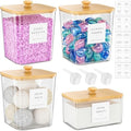 3+1 Pack Bamboo Laundry Pods Container, Large Laundry Detergent Powder Storage by MOFOROCO