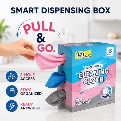 GLIMGLINT Microfiber Cleaning Cloth 150 Pack, Reusable Paper Towels 11 x 9 - Image 7
