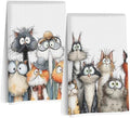 2 Pcs Cute Cat Kitchen Towels, Funny Cats Gifts Absorbent Hand Towels-03 by Jztco