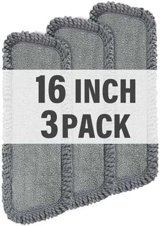 16.5" Microfiber Mop Pads Refills, 3 Pack Reusable Replacement Heads by PANDAGRIP