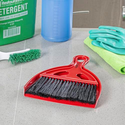 Restaurantware Red and Black Mini Dustpan and Brush Set, 40 Ct - Image 4