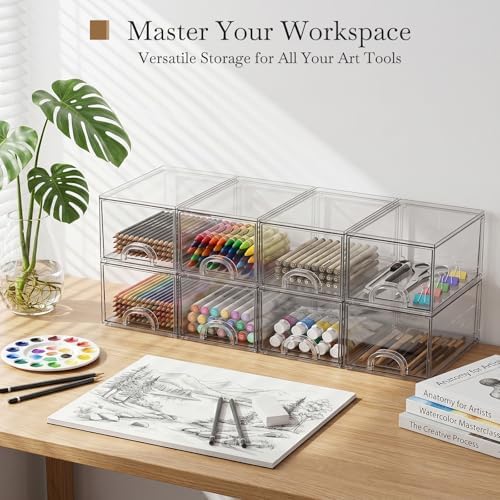 8 Pack Small Clear Stackable Acrylic Storage Boxes & Drawers - Image 3