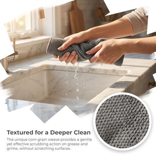 Microfiber Cleaning Cloths 6-Pack, Absorbent Textured Towels Large 12x16 In - Image 6