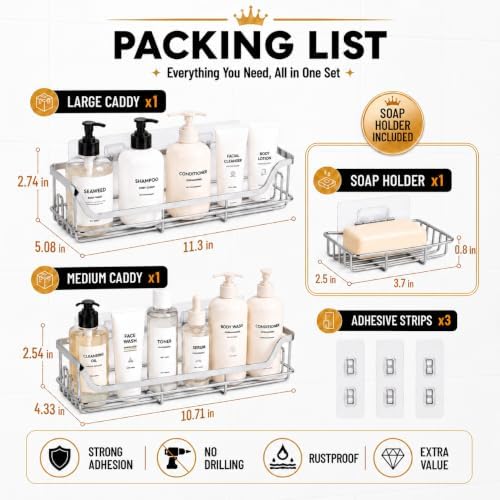 OMAIRA 3-Pack Shower Caddy - Image 3