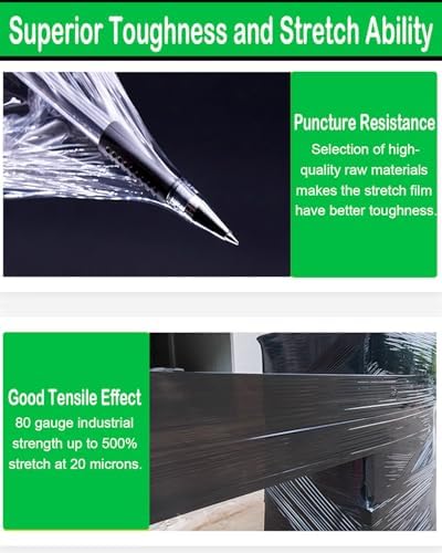 Black Stretch Wrap Roll, Heavy Duty 18in x 1500ft Shrink Film/Wrap, 4 Pack - Image 3