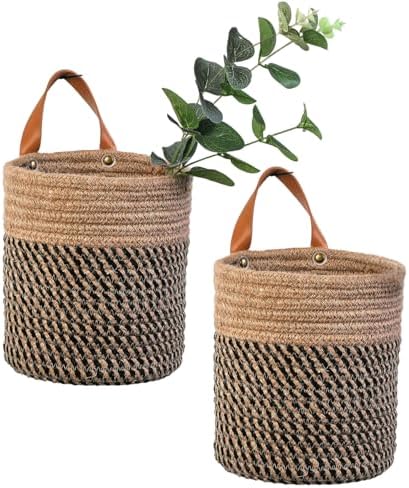 2pack Small Hanging Baskets-Cotton Rope Wall Basket by RUIZHIXUAN