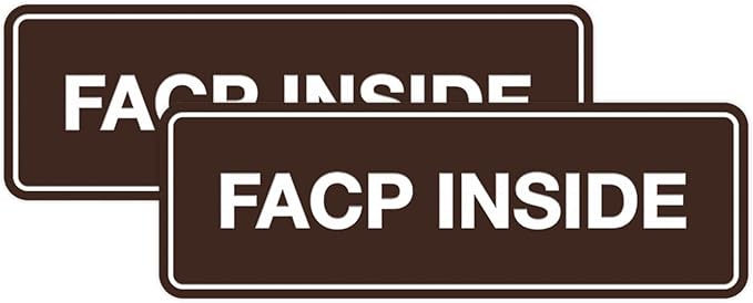 Signs ByLITA Standard FACP Inside Sign | Fire Safety Signage (Dark Brown) - Small 2 Pack